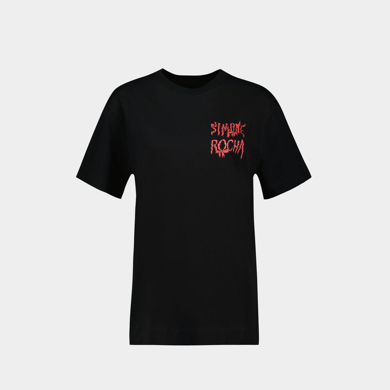 Short Sleeve T-Shirt With Ribbon - Simone Rocha - Cotton - Black