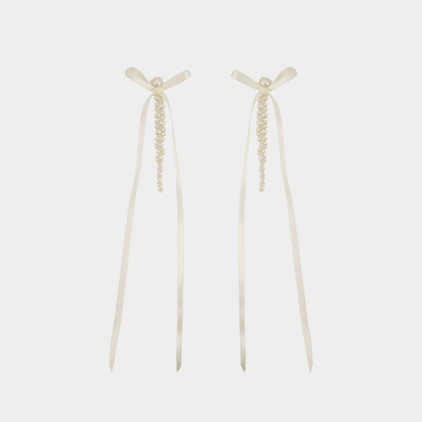 Bow Ribbon Drip Earrings - Simone Rocha - Pearl - Beige