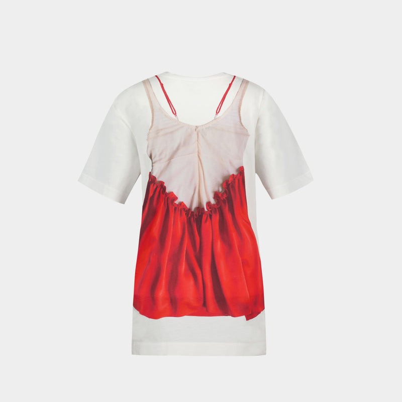 Negligee Trompe L'oeil T-Shirt - Simone Rocha - Cotton - White