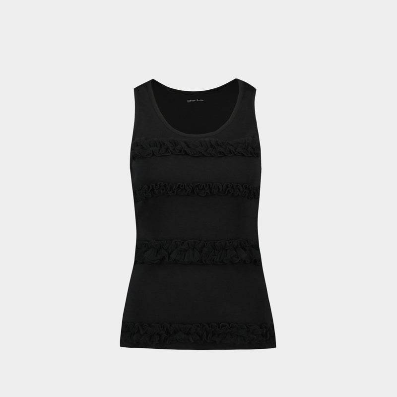 Fitted Ruffle Frill T-Shirt - Simone Rocha - Cotton - Black