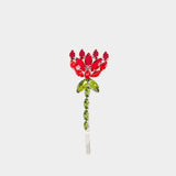 Crystal Carnation Hair Clip - Simone Rocha - Brass - Red