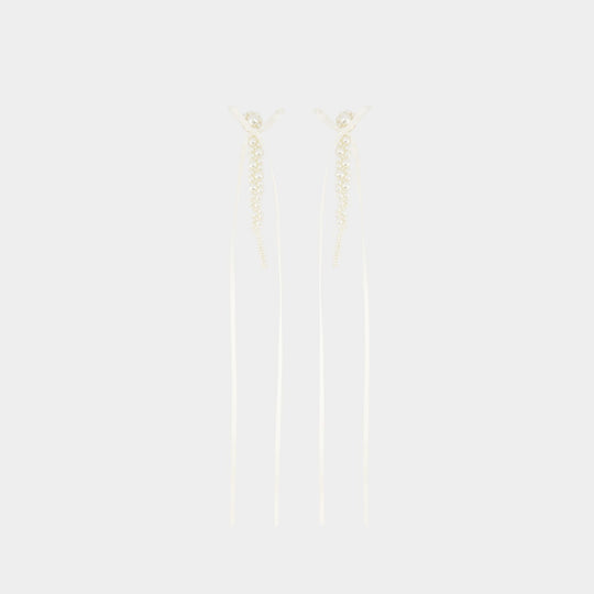 Slim Bow Ribbon Drip Earrings - Simone Rocha - Crystal - White