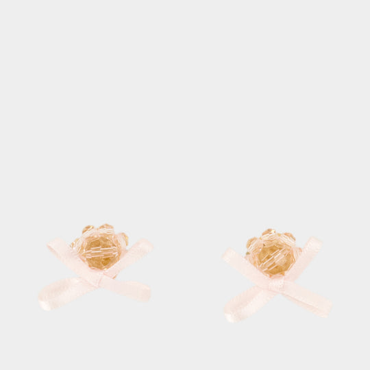 Petite Bow Daisy Earrings - Simone Rocha - Crystal - Pink
