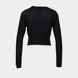 Cropped Merino Silk Cardigan W/ Emb - Simone Rocha - Wool - Black