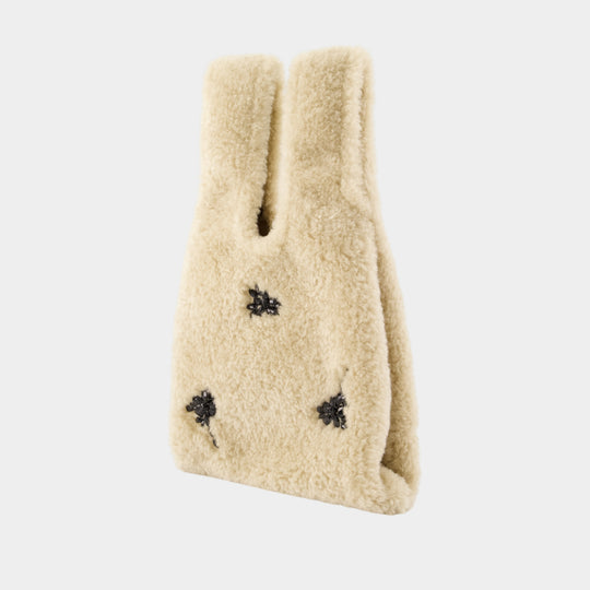 Mini Shopper Bag - Simone Rocha - Faux Fur - Beige