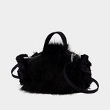 Mini Double Ribbon Purse - Simone Rocha - Faux Fur - Black