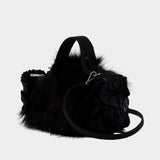 Mini Double Ribbon Purse - Simone Rocha - Faux Fur - Black