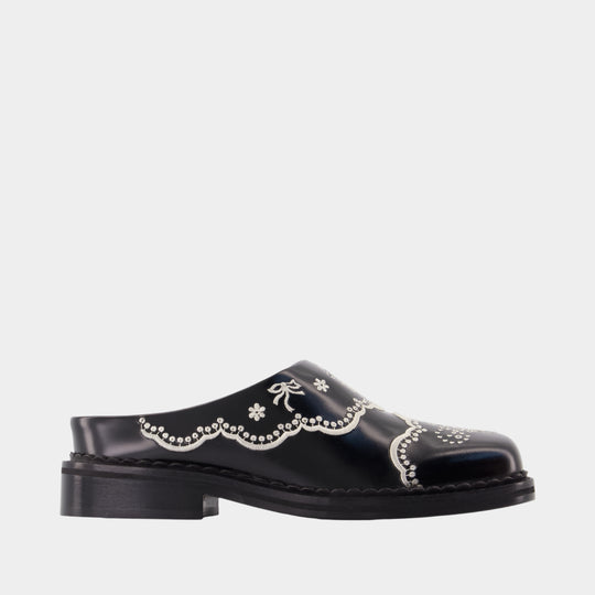 Floral Lace Mules - Simone Rocha - Leather - Black