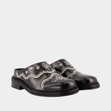 Floral Lace Mules - Simone Rocha - Leather - Black