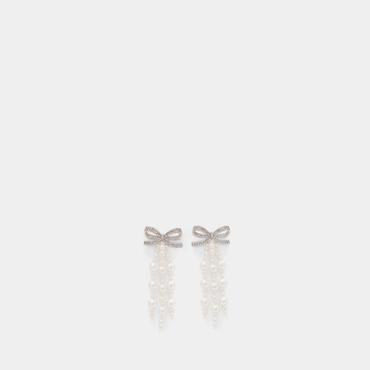 Bow Pearl Waterfall Earrings - SELF PORTRAIT - Synthetic - Ivory