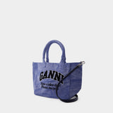 Small Easy Shopper Bag - Ganni - Cotton - Blue