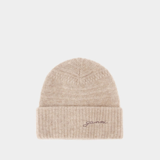 Soft Beanie - Ganni - Wool - Beige