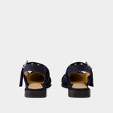 Feminine Buckle Ballerinas - Ganni - Cotton - Blue