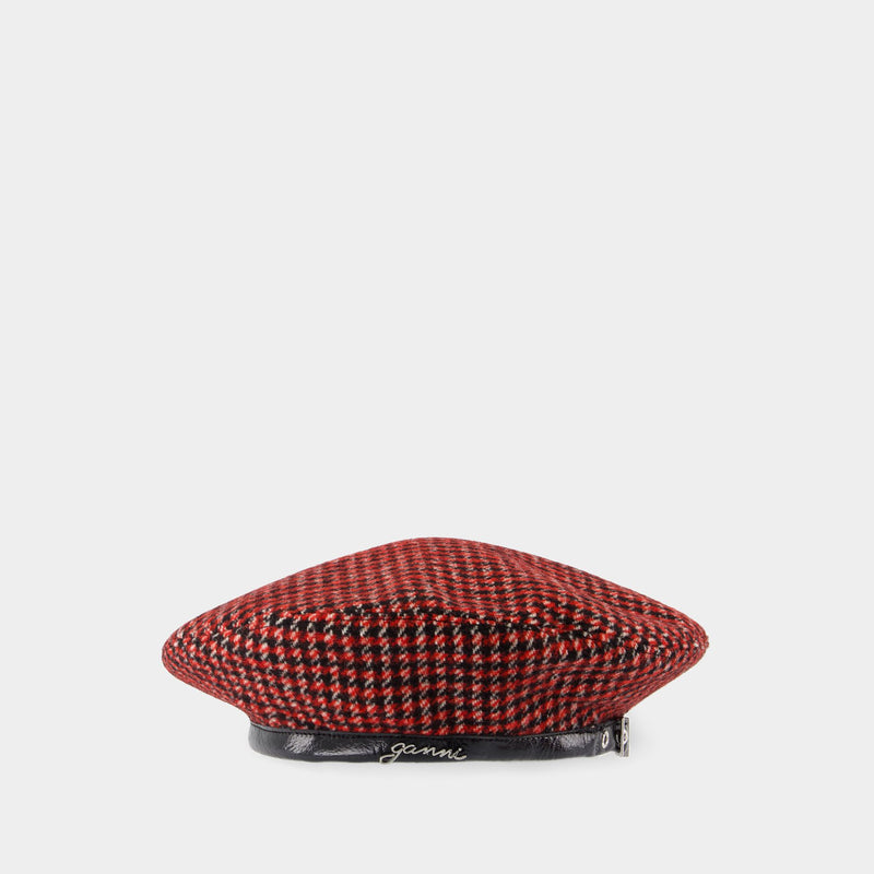 Beret Check - Ganni - Wool - Red