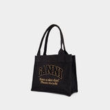 Large Easy Shopper Bag - Ganni - Cotton - Black