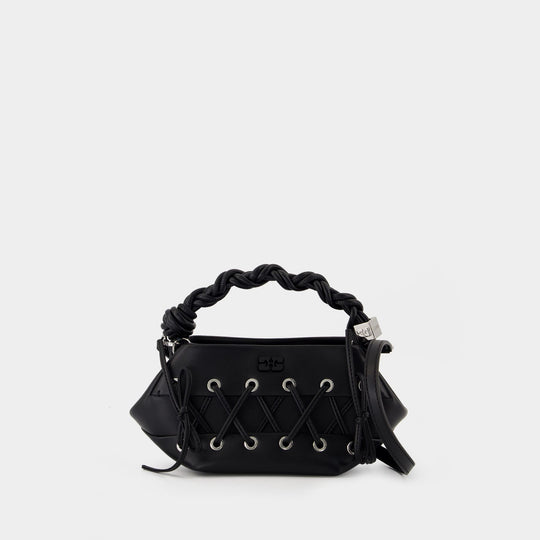 Bag Mini Eyelets Crossbody - Ganni - Leather - Black