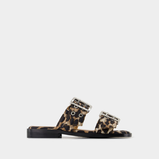 Feminine Sandals - Ganni - Denim - Printed