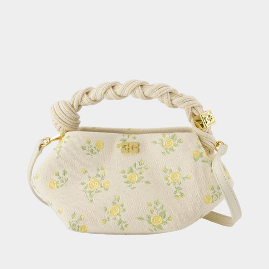 Bou Bag Mini Canvas Flowers - Ganni - Cotton - White