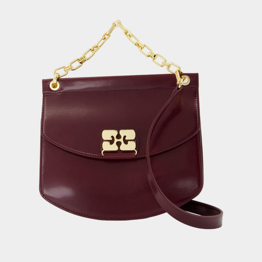 Apo G Small Wallet On Chain - Ganni - Synthetic - Burgundy