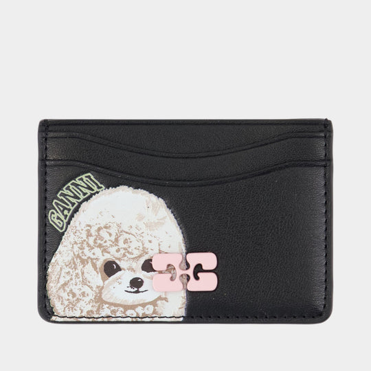 Bou Animals Cardholder - Ganni - Leather - Black