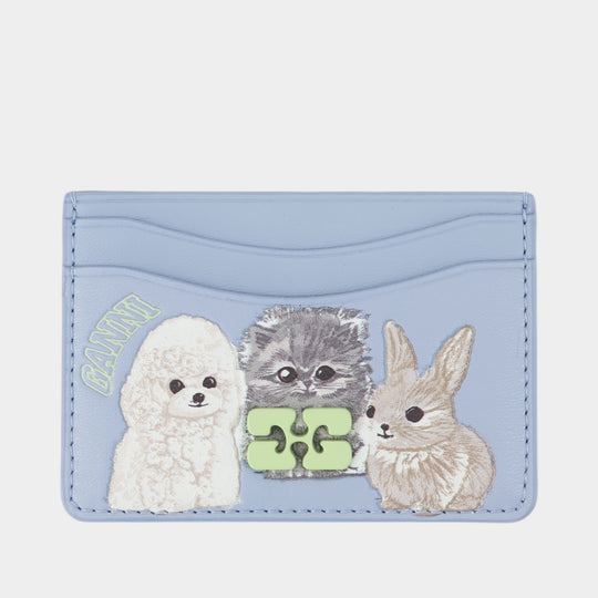 Bou Animals Cardholder - Ganni - Leather - Blue