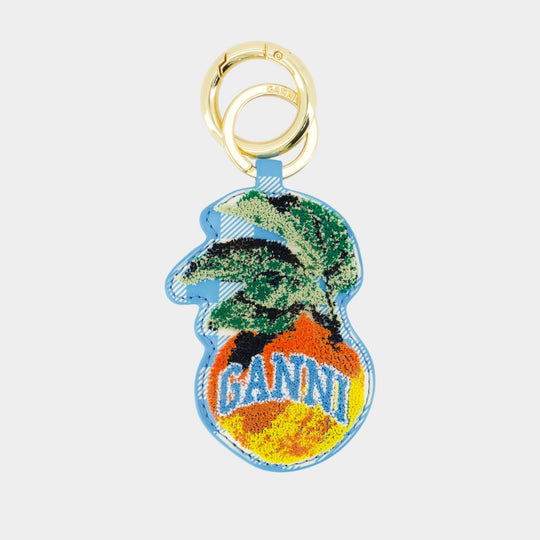 Apple Keyring - Ganni - Leather - Blue