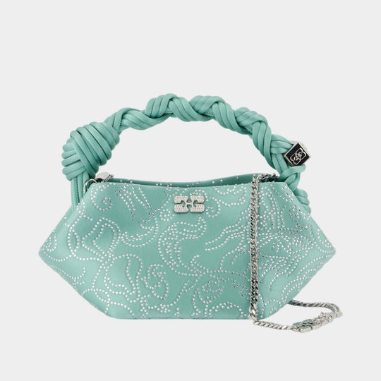 Bou Mini Flower Crossbody - Ganni - Satin - Green