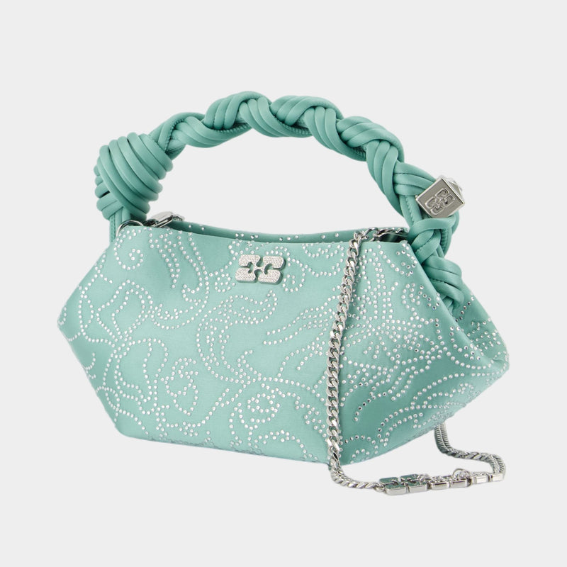 Bou Mini Flower Crossbody - Ganni - Satin - Green