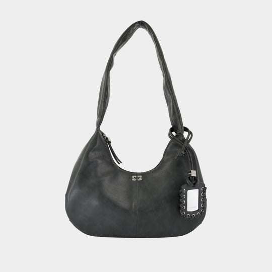 Bou Medium Shoulder Bag - Ganni - Leather - Grey