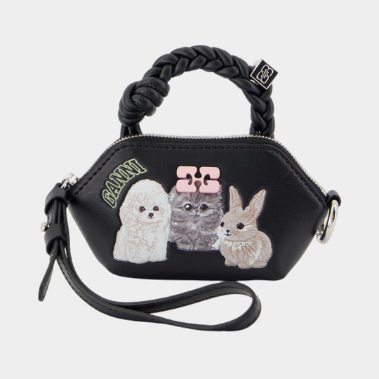 Bou Nano Animals Keyring - Ganni - Leather - Black