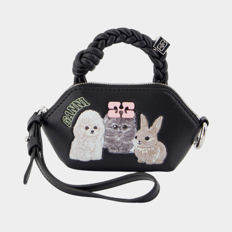 Bou Nano Animals Keyring - Ganni - Leather - Black