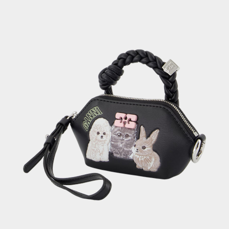 Bou Nano Animals Keyring - Ganni - Leather - Black