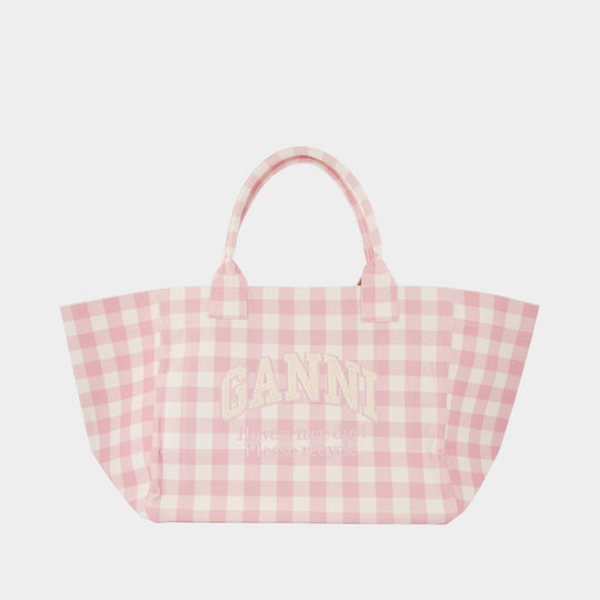 Xxl Pocket Shopping Bag - Ganni - Cotton - Pink