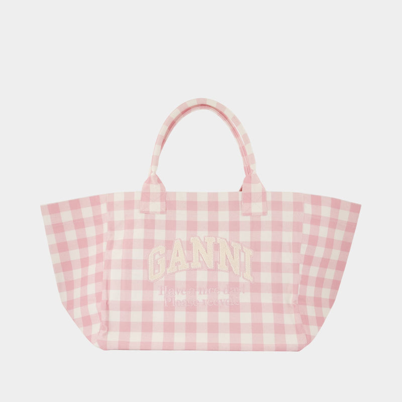 Xxl Pocket Shopping Bag - Ganni - Cotton - Pink