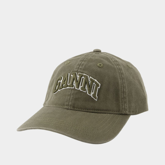 Emb cap - Ganni - Cotton - Green