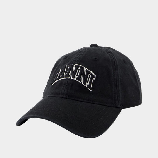 Emb  Cap - Ganni - Cotton - Black