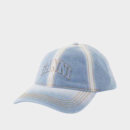Cap - Ganni - Cotton - Blue