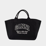 Xxl Pocket Shopper Bag - Ganni - Cotton - Black