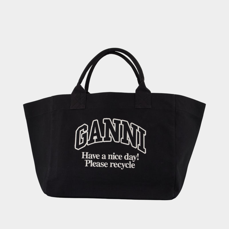 Xxl Pocket Shopper Bag - Ganni - Cotton - Black