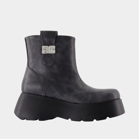 Kat Low Vintage Ankle Boots - Ganni - Leather - Grey