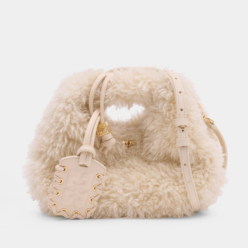 Mini Fur Purse - Ganni - Synthetic - White