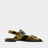 Feminine Buckle Zebra Ballerinas - Ganni - Cotton - Beige