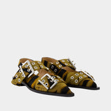 Feminine Buckle Zebra Ballerinas - Ganni - Cotton - Beige
