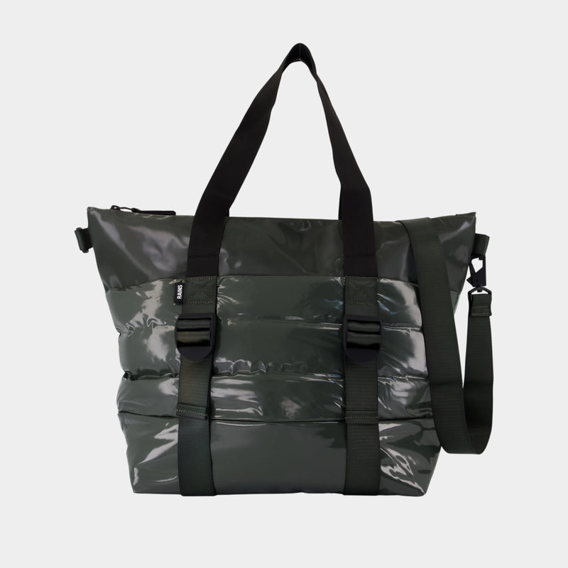 Puffer Mix Tote Bag Mini W3 Shopper Bag - RAINS - Synthetic - Green