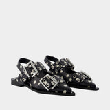 Ballerinas Feminine Buckle Pelinova - Ganni - Leather - Black