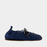 Lace Up Sporty Ballerinas - Ganni - Synthetic - Blue