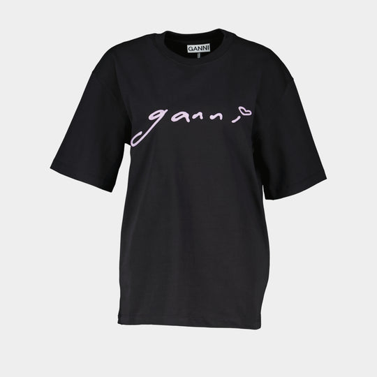 Relaxed Fit T-Shirt - Ganni - Cotton - Black