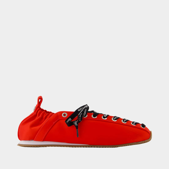 Lace Up Sporty Ballerinas - Ganni - Synthetic - Red