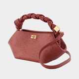 Bou Mini Ostrich Purse - Ganni - Synthetic - Burgundy