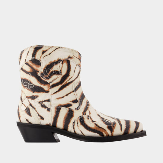 Low-cut Western ankle boots - Ganni - Synthetic - Ivory